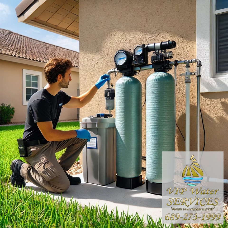 Professional water technician at work